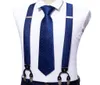 Blue Fashion Dot Adjustable YBack Silk Suspenders Set Neck Tie For Men Party Wedding YShape 6 Clip Suspenders BarryWang9691134