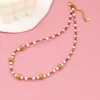 clavicle chain bracelet versatile set cross-border new products personalized INS round beads natural ruby splicing beaded