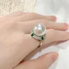 Cluster Rings Luxury French Jewelry Women's Ring Imitation Pearl Opening Adjustable Vintage Classic Noble Style Wedding Engagement Party