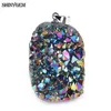 ShinyGem Sparkling Natural Chakra Opal Pendants Multi Color Druzy Crystal Stone Pendant Charms Jewelry Making 5pcs Random Send G092804