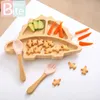 Dinosaur Baby Feeding Set Dinnerware Plates born Bamboo Dishes Items Bebe Tableware for Stuff Accessory Kids Food Storage 231229