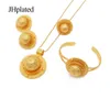 Ethiopian gold plated bridal Jewelry sets Hairpin necklace earrings bracelet ring gifts wedding jewellery set for women 240102