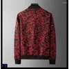 Men's Jackets Minglu Floral Jacquard High Quality Stand Collar Zipper Spring Autumn Casual Male Coats Fashion Man Outerwear 4XL