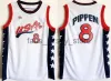 Stitched 1996 USA Dream Team Basketball Jerseys 15 Hakeem Olajuwon 6 Penny Hardaway 4 Charles Barkley 10 Reggie Miller 8 Scottie Pippen 5 Grant Hill Jersey