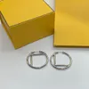 Gold Silber Farbe Luxus Marke Stud Ohrringe Hohl F Brief Ring Messing Engagement Ohrring Für Frauen Party Geschenk Großhandel