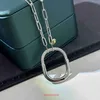 Top Quality Tifannissm necklace For women online store S925 Sterling Silver Lock Head Half Diamond Smooth Face Necklace Hollow Chain Same Sty