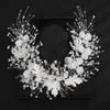 Luksusowe liście kwiatowe Bridal Headband Crystal ręcznie robione złote włosy ślubne Akcesoria biżuterii