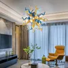 Coiled Tapered Glass Art Deco Chandelier 81.28 cm Diameter Modern 4 Color Hand Blown Glass Ceiling Pendant Light Fixture for Bedroom Dining Room Living Room