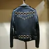 Leather Jacket Women Spring Women Clothing All-match Fashion Metal Circle Thinner PU Leather Jacket Women's Short Trend 231229