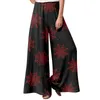 Women's Pants Comfy Pajama Pocket Halloween Print Drawstring Wide Leg Baggy High Waist Gym Sport Jogger Ladies Trousers