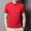 Men's Polos Summer Polo Shirts Hig Hquality Short Sleeve Solid Color Business Casual Simple Slim Fit Man T-shirts Male Tees