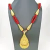 Pendentif Colliers Bijoux de mariage arabe Collier de perles de luxe Plaqué or Longue chaîne algérienne pour femmes