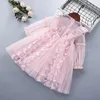 Abiti da ragazza Nati per neonate Abito da compleanno per bambini Farfalla in pizzo Soffio a maniche lunghe Abbigliamento Principessa Ruffles Lolita Vestido