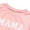 Mama Mini Letter Print Mother Daughter Clothes Family Matching Hoodies Lång ärm Sweatshirt för Mother Kids Family Outfits 240102