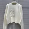 Autumn-spring women's embroidered letter sweater long sleeve top High-end slim-fit pullover coat designer knitwear women's thin white knitwear