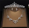 Amupp New Cubic Zirconia Wedding Jewelry Set Micro Paled Full CZ Zircon Brides Tiara Halsband och örhängen som är inställd på Costume Prom1364616