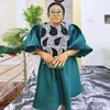 Etniska kläder plusstorlek Puff Sleeve Dress Dubai African Dashiki Sequin Boubou Party Glown Muslim Kaftan Abaya 2024 Summer Ladies