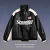 TKPA Herbst und Winter PU-Kunstleder Farbkontrast-Motorradjacke American High Street China-Chic Baumwolle Männer Frauen