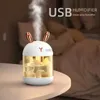 Humidifiers New cute rabbit usb mini humidifier home silent small desktop bedroom air spray creative dream horse holiday small gift