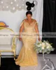 Abiti da festa Glitter oro sirena da sera per donne taglie forti spalle scoperte perle paillettes perline abiti da sposa formali africani