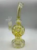 9Inch Bong Glass Hookah Recycler Silver Percolator 14mm Female Joint With Bowl