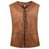 Gilets pour hommes gilet confortable gilet steampunk col en V hiver automne confortable gothique à lacets Renaissance sans manches