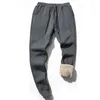 Pantalon d'homme Pantalon décontracté hiver épais hommes 2024 coton noir peluche pantalons de survêtement mâle lourd chaud polaire laine d'agneau mode joggeurs