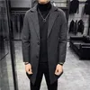 Herrenjacken Dicke Jacke mit Wolle und Baumwolle Langer Wollmantel für Herbst Winter Koreanischer Stil Jugend Slim Fit Warme Oberbekleidung