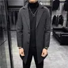 Giacche da uomo Giacca spessa con cappotto lungo in lana e cotone per l'autunno inverno Capispalla caldo slim fit per giovani in stile coreano