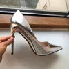 Kleidschuhe Glänzendes Patent Frauen Spitze Zehen Slip On 12 cm High Heel Hochzeit Braut Gold Silber Stiletto Pumps Plus Größe 44 45 46