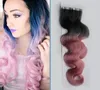 T1BPink Ombre Tape Dans les Extensions de Cheveux Humains 100G trame de peau vierge Vague de Corps 40 Pièces adhésifs de bande pour extensions de cheveux de bande2476000