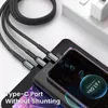 3 In 1 100W 6A Transparent Fast Charging Cable Type C USB Micro Cable For Samsung S24 S23 Huawei Xiaomi Light USB-C Charger Cord