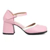 Sapatos de vestido Plus Size 32-43 Branco Rosa Roxo Lolita Doce Mulheres Verão Square Toe Ankle Strap 6cm Salto Alto Sandálias de Festa Senhora Bombas