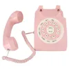 Vintage-Telefon, High-Definition-Anrufqualität, kabelgebundenes Telefon für Zuhause, Büro, rosa, europäisches Festnetz-Schreibtischtelefon 240102