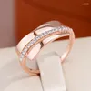 Cluster Rings Geometric Design Silver Color Edge Zircon For Women 585 Rose Gold Plated Minimalist Jewelry Party Daily Trend Accessories
