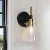 Wall Lamp 1-Light Sconces Lighting Black Gold Light Fixtures With Globe Clear Glass Shade 5" X 5.5" 10" House Decoration Bedroom Dec