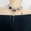 Collier ras du cou Vintage léger de luxe en strass, pendentif avec pompon araignée, chaîne de clavicule, bijoux pour femmes