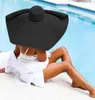 여름 대형 70cm 직경 해변 모자 넓은 챙 검은 태양 모자 여성 UV 보호 대형 접이식 밀짚 모자 웨딩 모자 178c6210958