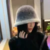 Autumn and Winter Color-changing Rabbit Hair Basin Hat Show Face Small Outdoor Travel Warm Ladies Fashion Bucket Hat 231229