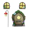Trädgårdsdekorationer Fairy Door and Windows For Trees Yard Art Decoration Set Crafts Home Hängen utomhusdekor tillbehör