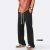 Calças masculinas 2024 caráter específico casual cor sólida verão solto estilo coreano calças de linho