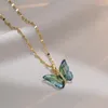 Pendant Necklaces Necklace Female Micro Inlaid Zircon Gradual Colorful Butterfly Fashion Simple Personality Titanium Steel Jewelry