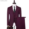 Costumes pour hommes Blazers Formel Affaires Mariage 3 Pièces Robe Costume Manteau Ensemble / Mâle Couleur Unie 2023 Blazers Veste Pantalon Gilet Pantalon Robe Gilet Q230103