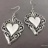 Dangle Earrings Heart -Authentic Turkish Style Filigreeカットアウトドロップドロップ女性バレンタインデーギフトのためのハート型