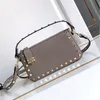 Stud Crossbody Bag Rivet Shoulder Bags Genuine Leather Zipper Closure Fashion Letters Internal Card Slot Detachable Handle Strap Multiple Colors Hand Wallets