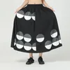 スカートエシンハイウエストルーズドット印刷女性のためのビッグサイズスカート2024夏のファッション女性ダークブラックスタイルの服th2897