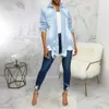 Dame Denim Jacke Herbst Lange Ärmel Lose Sexy Frauen Jean Mäntel Sommer Gewaschen Ripped Mode Loch Outwear 240102