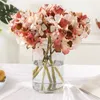 Fleurs décoratives Vintage rouge bleu tissu de soie hortensia fleur artificielle en plastique pour anniversaire de mariage fête d'anniversaire faveur Saint-Valentin