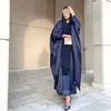 Vêtements ethniques 2024 Mode arabe Dubaï Modeste Musulman Brillant Soie Satin Bat Sleeve Robe Moyen-Orient Abaya Jalabiya Caftan Cardigan