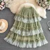 Skirts MSHARBOR Multicolor Elastic Waist Mesh Cake Skirt Pleated Colorblocked Lace Gauze Bohemian Resort Style Women'S Clothing